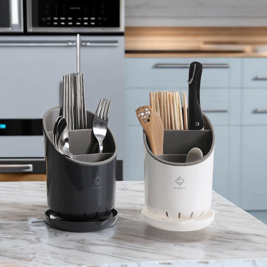 Giá Để Dụng Cụ Nhà Bếp Đa Năng - Hộp Đựng Thìa Dĩa Chống Rỉ Multi-Functional Kitchen Utensils Organizer with Anti-Rust Cutlery Storage Bin - Easy to Clean, Space-Saving Design for Spatula, Knife, Fork & Spoon