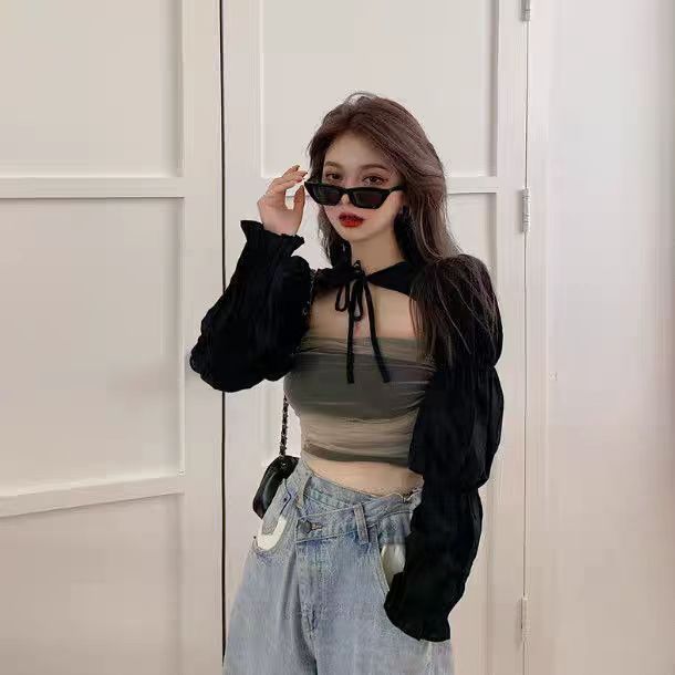 Milyfashion Kỳ Nghỉ Thời Trang Khăn Choàng Chống Nắng Bên Ngoài Trận Đấu Nữ Thiết Kế Cảm Thấy Siêu Cổ Tích Phù Hợp Với Niche Ngắn Phong Cách Mới Dài Tay Bl
