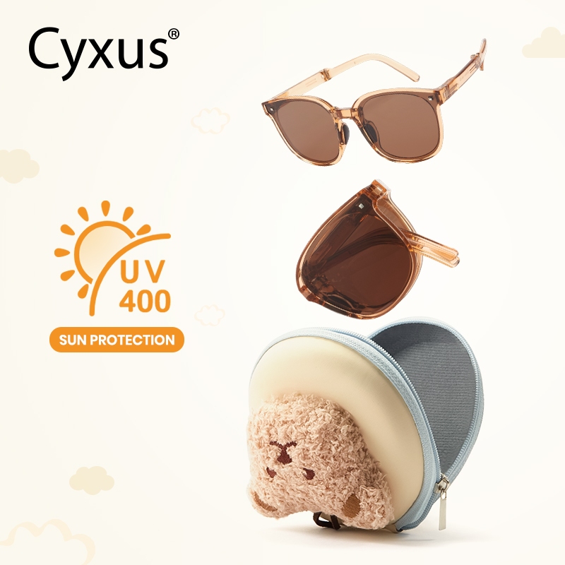 Cyxus Kính râm phân cực, chống tia UV400, thiết kế gập gọn tiện lợi, gọng vuông, bảo vệ mắt / Kính râm phù hợp cho trẻ em từ 8-16 tuổi  6020