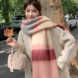 Khăn Choàng Tua Rua Dày Dặn Ấm Áp Màu Sắc Cầu Vồng Thời Trang Dành Cho Nữ