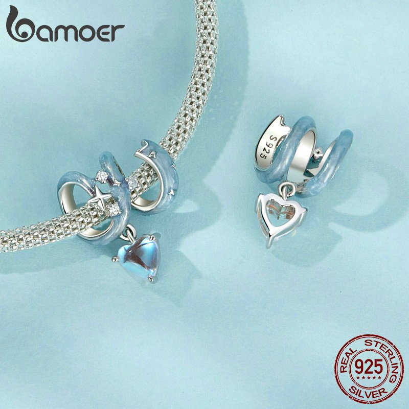 Ảnh Hạt xỏ BAMOER SCC1284 bạc 925 thủy tinh kiểu bầu trời đêm ngôi sao dải ngân hà làm vòng đeo tay cho nữ 3