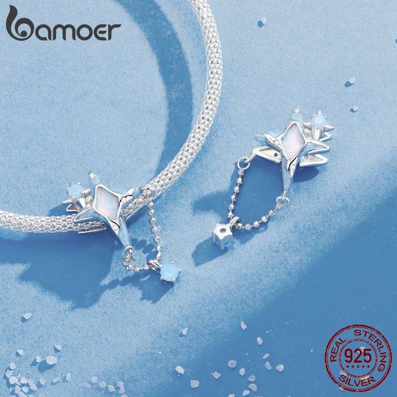 Ảnh Hạt xỏ BAMOER SCC1284 bạc 925 thủy tinh kiểu bầu trời đêm ngôi sao dải ngân hà làm vòng đeo tay cho nữ 2