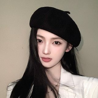 Mũ beret Len Màu Đen Phong Cách Nhật Bản Thời Trang Mùa Thu Cho Nữ