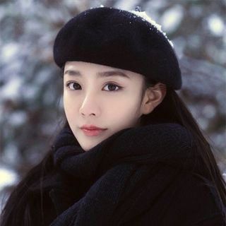 Mũ beret Len Màu Đen Phong Cách Nhật Bản Thời Trang Mùa Thu Cho Nữ