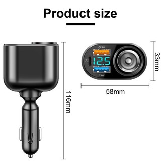 Tẩu sạc nhanh ô tô SEAMETAL 4 trong 1 cổng USB Type C PD 66w cho Xiaomi Samsung