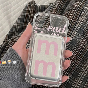 Bao Da Điện Thoại Màu Hồng Có Ngăn Đựng Thẻ Cho iphone15pro 15promax 14 14promax 14pro