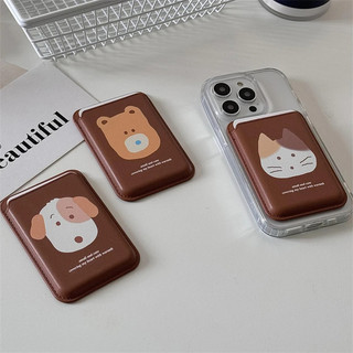 Ốp Điện Thoại Họa Tiết Chó Mèo Có Ngăn Đựng Thẻ Cho iphone15pro 15promax 14 14promax 14pro
