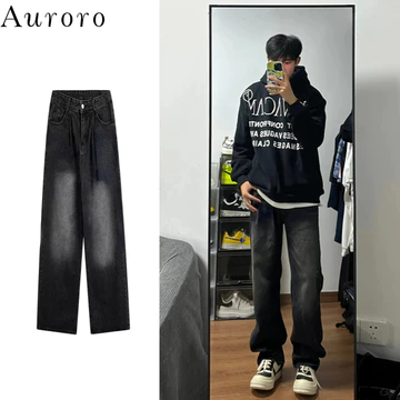 2026 Quần jean ống rộng nam quần bò nam boy phố quần jean đen tiếng nhật retro quần jean ống suông quần jean cạp cao