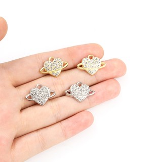 Set 10 Mặt Vòng cổ Hình Trái Tim Đính Đá diy Cho Cặp Đôi