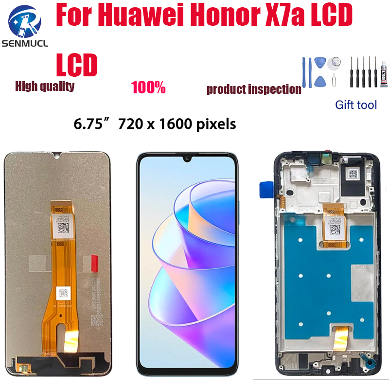 ARSSLY Schermo LCD per Huawei Honor X7a RKY-LX2 LX1 LX3 LCD Display Digitizer Vetro Touch Schermo Ricambio Assembly con Strumenti(Nero con Cornice,6,75