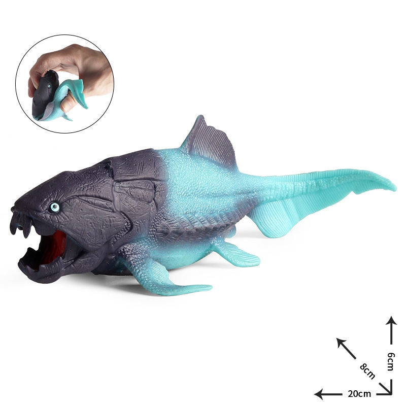 Trẻ em nhận thức mô phỏng mô hình động vật biển tĩnh thời tiền sử Dunkleosteus véo nhạc giải nén và thông hơi đồ chơi