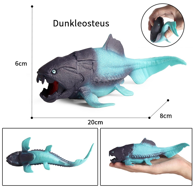 Trẻ em nhận thức mô phỏng mô hình động vật biển tĩnh thời tiền sử Dunkleosteus véo nhạc giải nén và thông hơi đồ chơi