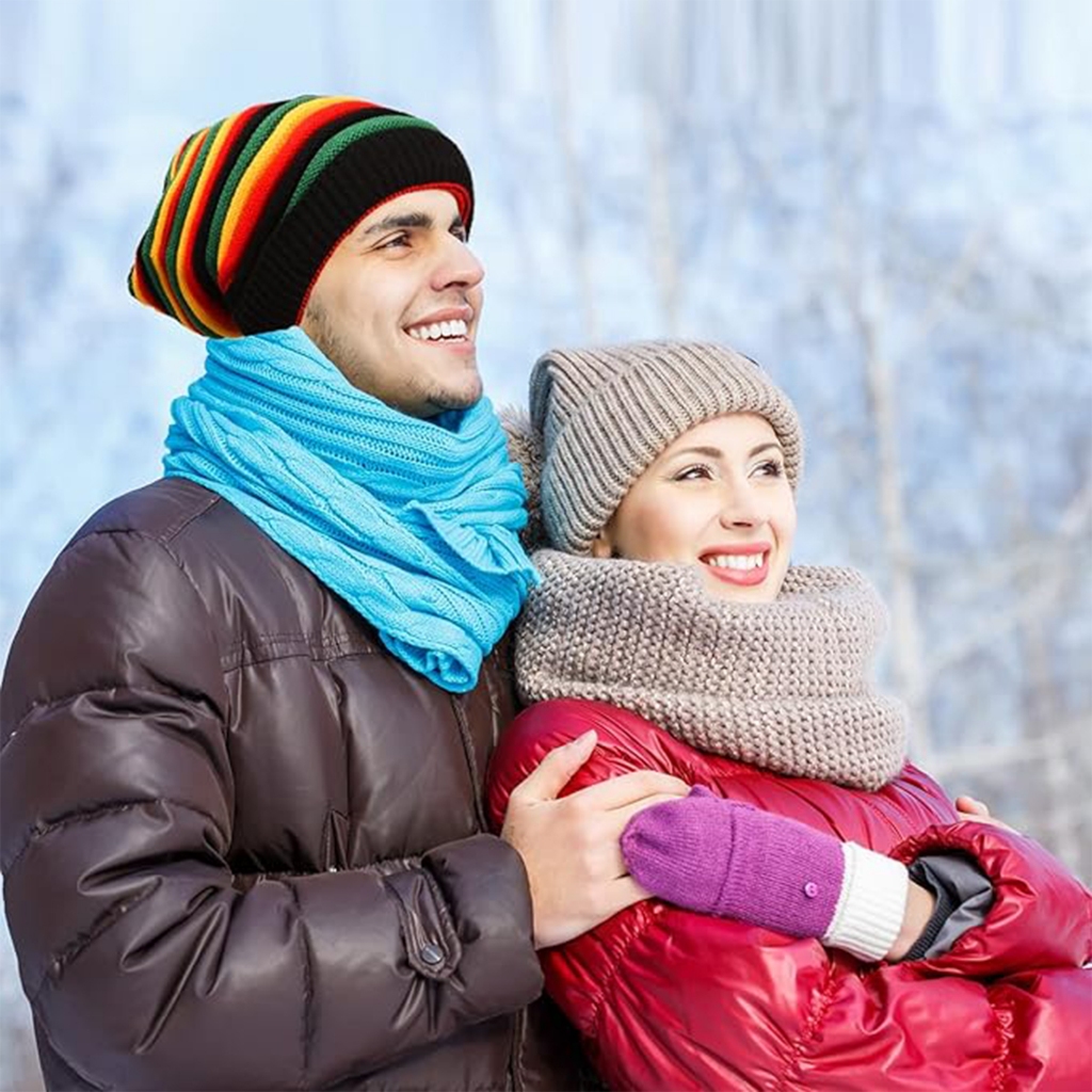 Rasta Reggae Baggy Đan Mũ Beanie Nồi Ấm Áp Quá Khổ Slouchy Jamaica Sọc Đầu Lâu Trượt Tuyết Mũ Móc Nhiều Màu Sắc Mũ Dệt Kim Hip Hop Thời Trang Tóc
