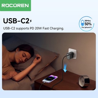 Rocoren GaN Sạc USB PD 45W Loại C Sạc Nhanh Nhiều 4 Cổng Sạc Nhanh Di Động Cho iPhone 17 16 15 Pro Max