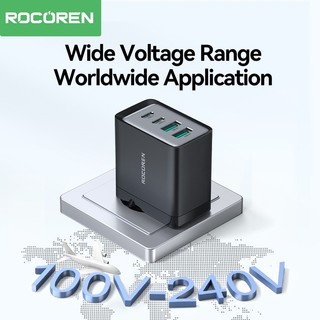 Rocoren GaN Sạc USB PD 45W Loại C Sạc Nhanh Nhiều 4 Cổng Sạc Nhanh Di Động Cho iPhone 17 16 15 Pro Max