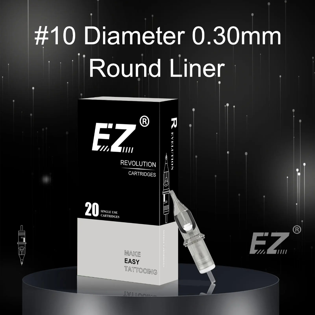EZ  Cartridge Hình xăm Kim lót tròn #10 0.30mm côn dài 5,5mm cho máy xăm hộp mực và tay cầm 20 cái / lốc Dễ dàng dán giao hàng nhanh
