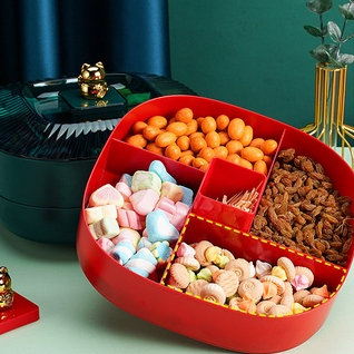 Năm mới Đĩa trái cây xoay Lễ hội mùa xuân Hộp kẹo Năm mới Đĩa ăn nhẹ Hộp lưu trữ nhiều lớp Hộp kẹo hai lớp Khay đựng trái cây sấy khô Khay đựng đồ có chia ngăn Hộp đựng kẹo xoay