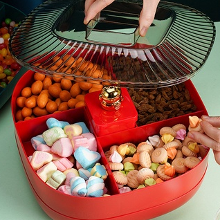 Năm mới Đĩa trái cây xoay Lễ hội mùa xuân Hộp kẹo Năm mới Đĩa ăn nhẹ Hộp lưu trữ nhiều lớp Hộp kẹo hai lớp Khay đựng trái cây sấy khô Khay đựng đồ có chia ngăn Hộp đựng kẹo xoay