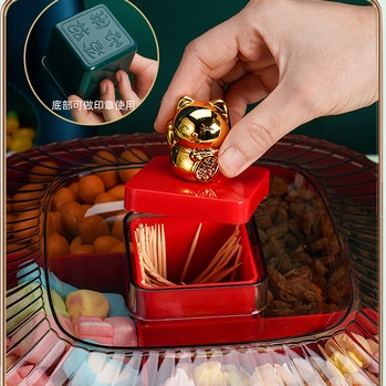 Năm mới Đĩa trái cây xoay Lễ hội mùa xuân Hộp kẹo Năm mới Đĩa ăn nhẹ Hộp lưu trữ nhiều lớp Hộp kẹo hai lớp Khay đựng trái cây sấy khô Khay đựng đồ có chia ngăn Hộp đựng kẹo xoay