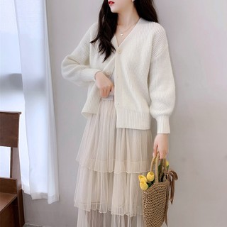 Áo Khoác cardigan Dệt Kim Tay Dài Dáng Rộng Mềm Mại Phong Cách Hàn Quốc Thời Trang Thu Đông