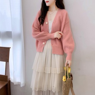 Áo Khoác cardigan Dệt Kim Tay Dài Dáng Rộng Mềm Mại Phong Cách Hàn Quốc Thời Trang Thu Đông