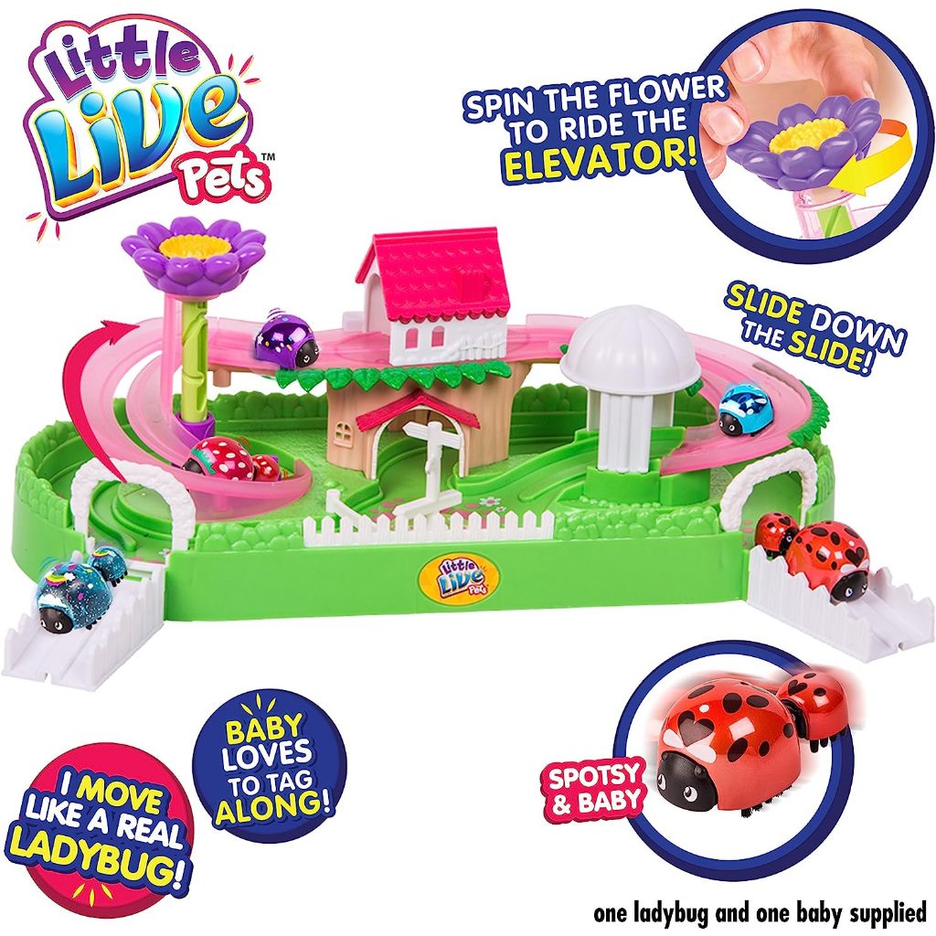 Little Live Pets Lil' Ladybug Garden - Spotsy & Baby Playset Khu Vườn Bọ Rùa lil 'ladybug Nhỏ Sống Động - Đốm Đen & Trẻ Em