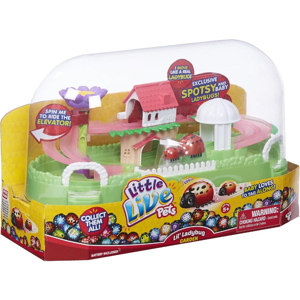 Little Live Pets Lil' Ladybug Garden - Spotsy & Baby Playset Khu Vườn Bọ Rùa lil 'ladybug Nhỏ Sống Động - Đốm Đen & Trẻ Em
