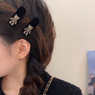 Kẹp tóc nhung đen chữ kim cương phụ kiện tóc thời trang Hàn Quốc