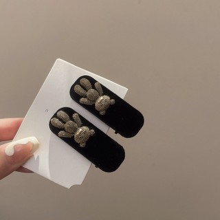 Kẹp tóc nhung đen chữ kim cương phụ kiện tóc thời trang Hàn Quốc