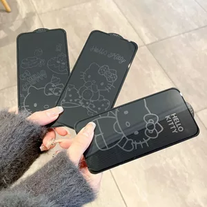 Mèo Kitty Tắt Màn Hình Hoa Văn Hiển Thị Kính Cường Lực Cho iPhone 17Promax 16Pro 14Plus 13 12 11ProMax XR 11 HD 、 Bảo Vệ Màn Hình