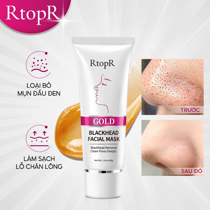 Ảnh Mặt Nạ Vàng RtopR Sâu làm sạch lỗ chân lông co lại Loại bỏ mụn đầu đen Kiểm Soát Dầu Làm Trắng 40g 1