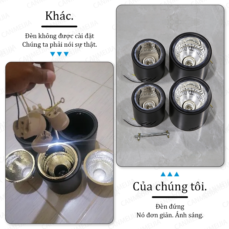đèn led âm trần 3 màu Đèn Led Downlight Âm Trần Tri Color Đèn Downlight Âm Trần Gắn Bề Mặt 3.5/4Ich đèn led downlight có thể gập đèn ngủ decor đèn phòng ngủ đèn ốp trần phòng khách