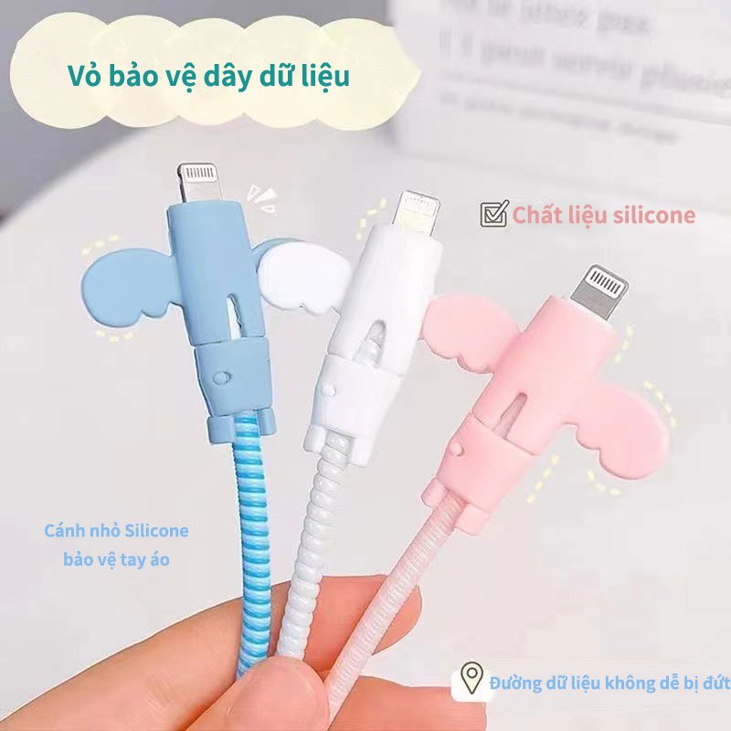 Phụ Kiện Bảo Vệ Đầu Cáp Sạc usb Hình Đôi Cánh Nhiều Màu Dễ Thương Ốp