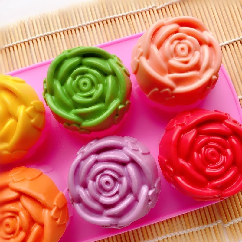 Khuôn silicone Làm Bánh 6 Lỗ Hình Hoa Hồng