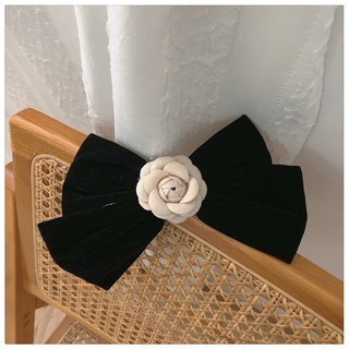 Đen Kẹp Tóc Hình Nơ Vải Nhung Màu Hoa Trà Phong Cách vintage Hàn Quốc Cho Nữ