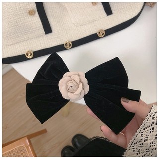 Đen Kẹp Tóc Hình Nơ Vải Nhung Màu Hoa Trà Phong Cách vintage Hàn Quốc Cho Nữ