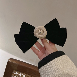 Đen Kẹp Tóc Hình Nơ Vải Nhung Màu Hoa Trà Phong Cách vintage Hàn Quốc Cho Nữ