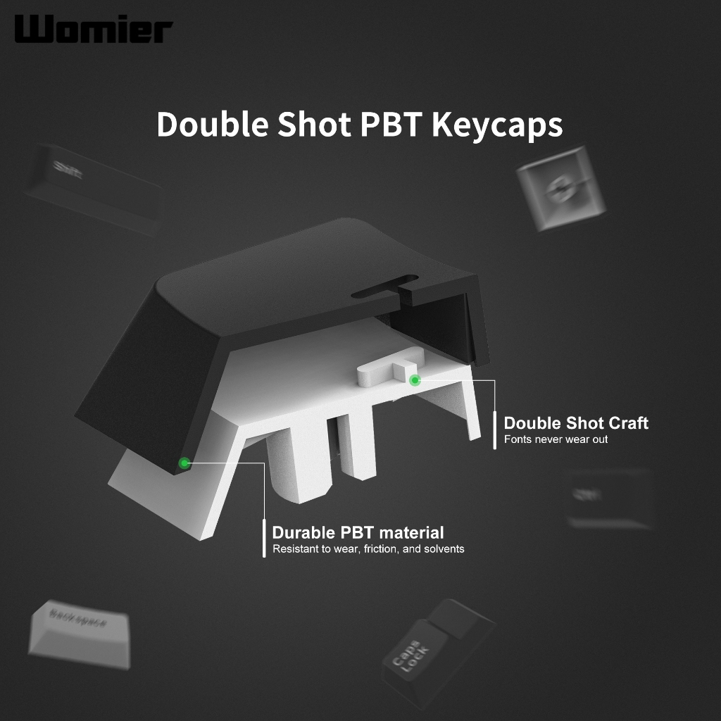 Womier 168 Phím Double Shot PBT Keycaps WOB BOW Key Cap Classic Cherry Profile Keycap cho bàn phím game thủ cơ khí | BigBuy360 - bigbuy360.vn