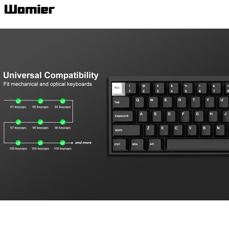 Womier 168 Phím Double Shot PBT Keycaps WOB BOW Key Cap Classic Cherry Profile Keycap cho bàn phím game thủ cơ khí | BigBuy360 - bigbuy360.vn