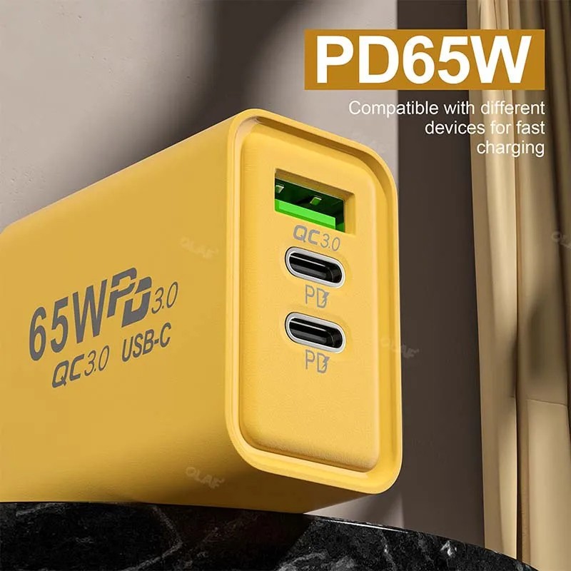 Đầu Sạc Nhanh pd 65W type c 3.0 Chuyên Dụng Cho iphone 14 13 12 samsung xiaomi huawei