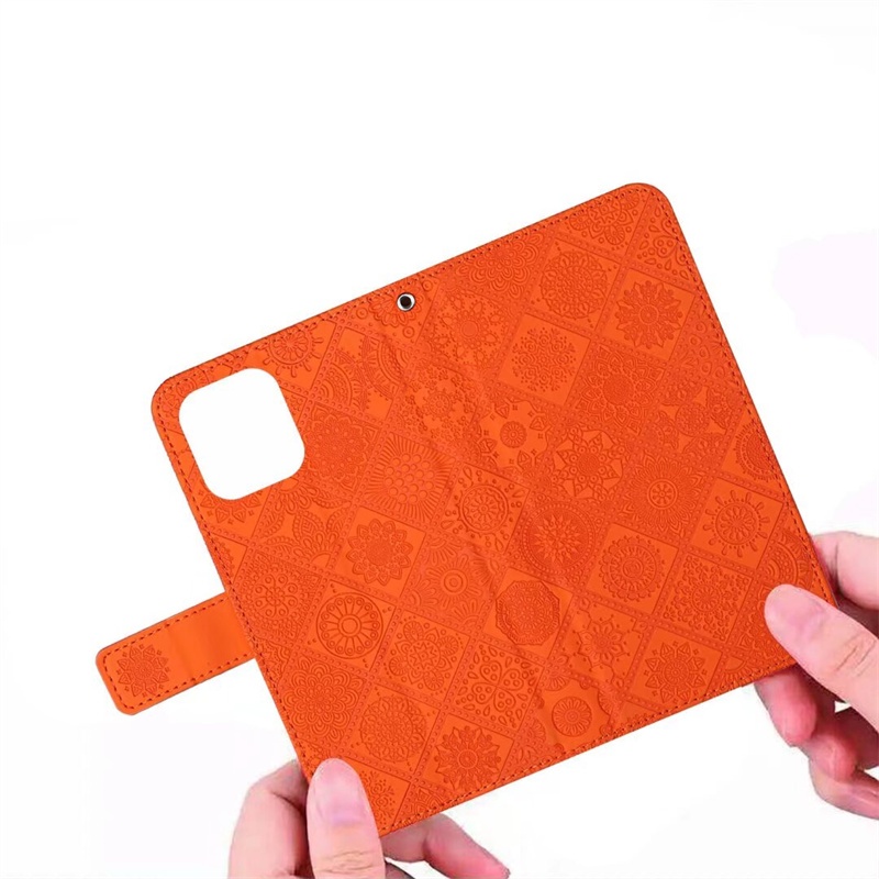 Ốp Lưng Dập Nổi Cho iPhone 12 13 Mini Pro Max Da Lật Ví Đứng Hoa Chống Rơi Khe Cắm Thẻ Vỏ Điện Thoại