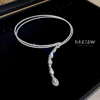 DREJEW Vòng cổ Hai Lớp Đính Đá zircon Giọt Nước Hình Học Thời Trang Cao Cấp Sang Trọng Khí Chất Dị Ứng Cho Nữ dây chuyền bạc