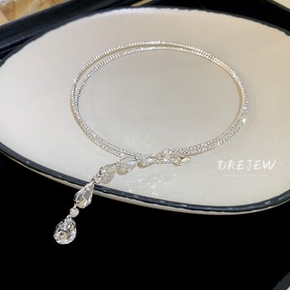 DREJEW Vòng cổ Hai Lớp Đính Đá zircon Giọt Nước Hình Học Thời Trang Cao Cấp Sang Trọng Khí Chất Dị Ứng Cho Nữ dây chuyền bạc