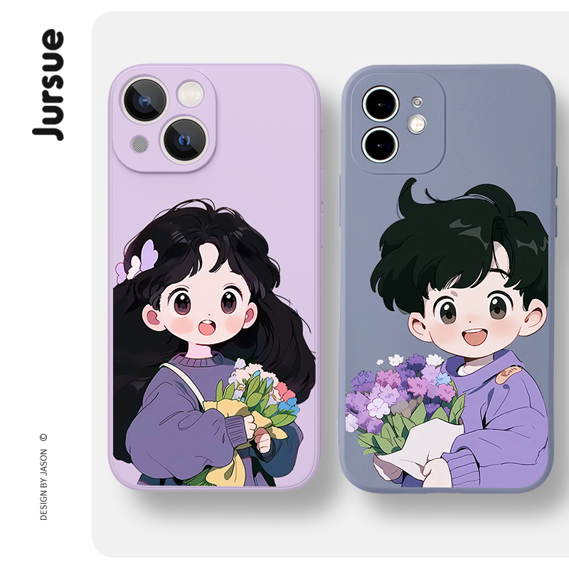 Ốp lưng JURSUE hoạt hình cặp đôi dễ thương đẹp mềm  cho iPhone 17 16 15 14 13 12 11 PRO MAX SE 2020 X XR XS ip 8 7 6 6S PLUS kute H2388