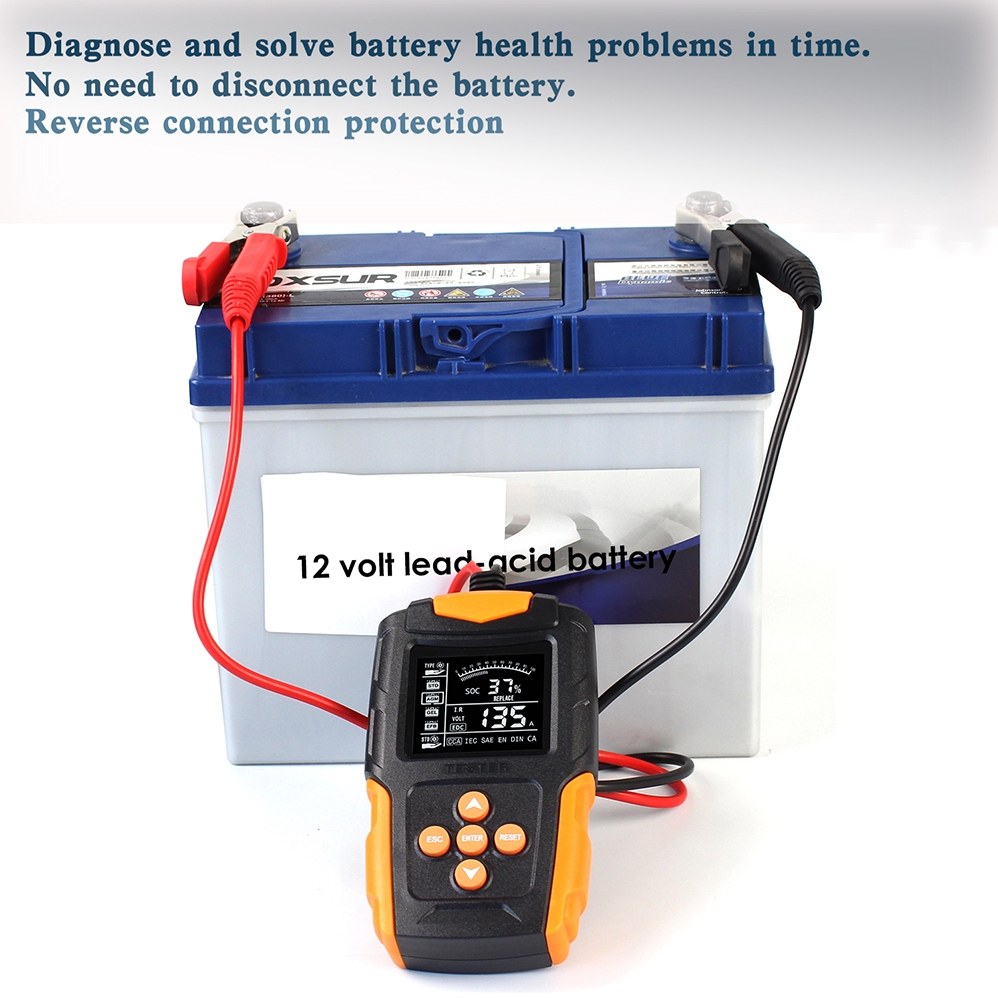 Máy kiểm tra pin ô tô FOXSUR 12V 24V 3Ah-200Ah cho công cụ kiểm tra phân tích pin LCD HONDA TOYOTA Máy phân tích kỹ thuật số cho xe tải Thuyền xe máy