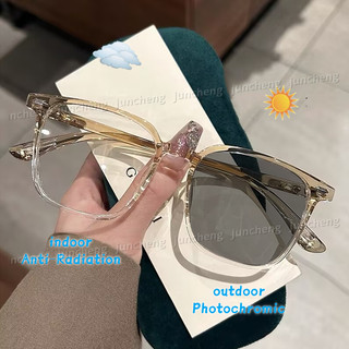 Photochromic Vuông Chống Ánh Sáng Xanh Kính Dành Cho Nữ Phiên Bản Hàn Quốc Hợp Thời Trang Chống Bức Xạ Kính Mắt