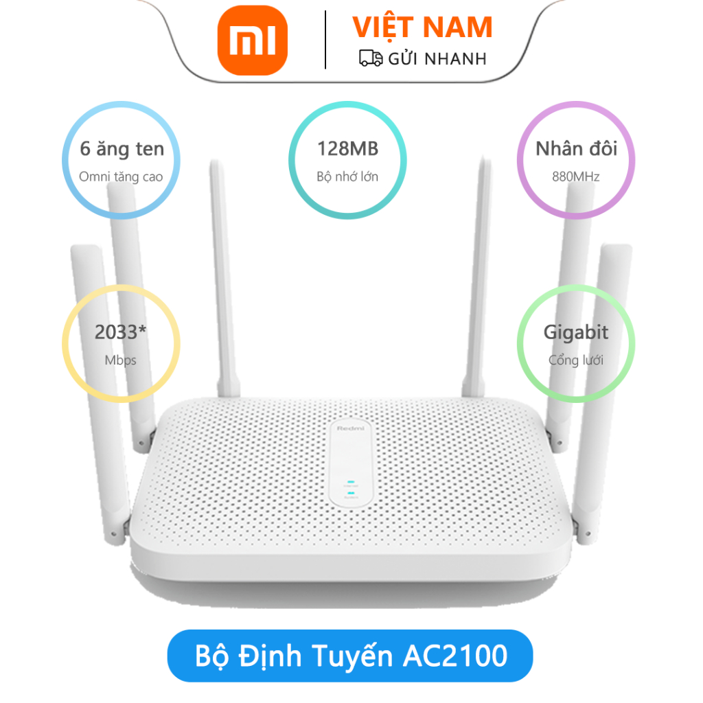 Ăng Ten Router Wifi Xiaomi Youpin AC2100, 2033 Mbps, 6 Ăng Ten, 128M, E ...