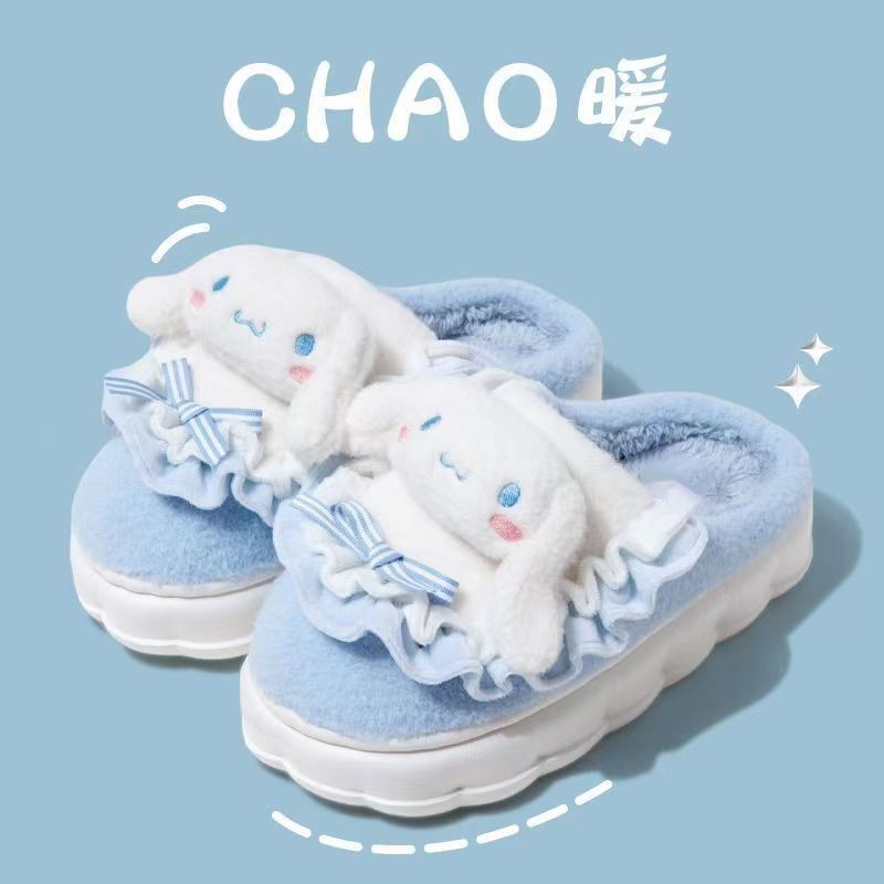 Kuromi Hellokitty Phong cách hoạt hình dễ thương Dép đi trong nhà cotton chống trượt