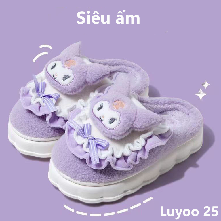 Kuromi Hellokitty Phong cách hoạt hình dễ thương Dép đi trong nhà cotton chống trượt