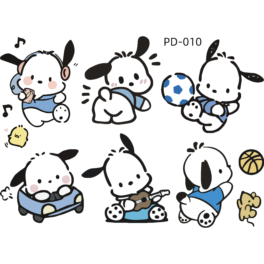 SANRIO Hl Miếng Dán Trang Trí Xe Mô Tô Hình Chú Chó POCHACCO Dễ Thương Chống Thấm Nước